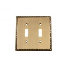 Nostalgic Warehouse 719759 - Nostalgic Warehouse Egg & Dart Switch Plate with Double Toggle in Antique Brass