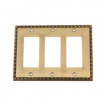 Nostalgic Warehouse 719763 - Nostalgic Warehouse Egg & Dart Switch Plate with Triple Rocker in Antique Brass