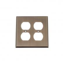 Nostalgic Warehouse 719777 - Nostalgic Warehouse New York Switch Plate with Double Outlet in Antique Pewter