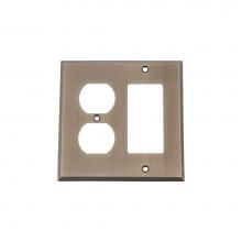 Nostalgic Warehouse 719780 - Nostalgic Warehouse New York Switch Plate with Rocker and Outlet in Antique Pewter