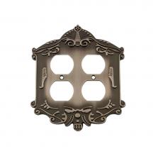 Nostalgic Warehouse 719801 - Nostalgic Warehouse Victorian Switch Plate with Double Outlet in Antique Pewter