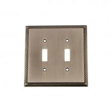 Nostalgic Warehouse 719819 - Nostalgic Warehouse Rope Switch Plate with Double Toggle in Antique Pewter