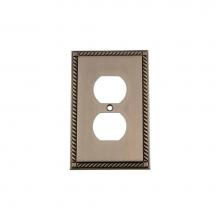 Nostalgic Warehouse 719824 - Nostalgic Warehouse Rope Switch Plate with Outlet in Antique Pewter