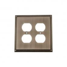 Nostalgic Warehouse 719825 - Nostalgic Warehouse Rope Switch Plate with Double Outlet in Antique Pewter
