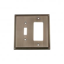 Nostalgic Warehouse 719826 - Nostalgic Warehouse Rope Switch Plate with Toggle and Rocker in Antique Pewter