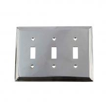 Nostalgic Warehouse 719880 - Nostalgic Warehouse Deco Switch Plate with Triple Toggle in Bright Chrome
