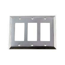 Nostalgic Warehouse 719883 - Nostalgic Warehouse Deco Switch Plate with Triple Rocker in Bright Chrome