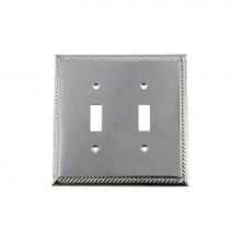 Nostalgic Warehouse 719891 - Nostalgic Warehouse Rope Switch Plate with Double Toggle in Bright Chrome