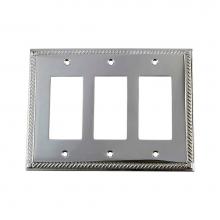 Nostalgic Warehouse 719895 - Nostalgic Warehouse Rope Switch Plate with Triple Rocker in Bright Chrome