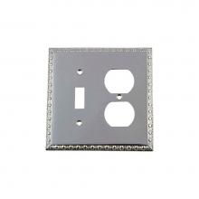 Nostalgic Warehouse 719911 - Nostalgic Warehouse Egg & Dart Switch Plate with Toggle and Outlet in Bright Chrome