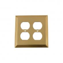 Nostalgic Warehouse 719957 - Nostalgic Warehouse Deco Switch Plate with Double Outlet in Polished Brass