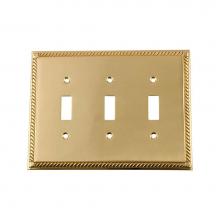 Nostalgic Warehouse 719964 - Nostalgic Warehouse Rope Switch Plate with Triple Toggle in Polished Brass