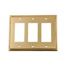 Nostalgic Warehouse 719967 - Nostalgic Warehouse Rope Switch Plate with Triple Rocker in Polished Brass