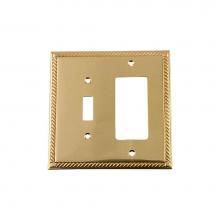 Nostalgic Warehouse 719970 - Nostalgic Warehouse Rope Switch Plate with Toggle and Rocker in Polished Brass