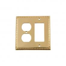 Nostalgic Warehouse 719984 - Nostalgic Warehouse Egg & Dart Switch Plate with Rocker and Outlet in Polished Brass