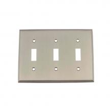 Nostalgic Warehouse 719988 - Nostalgic Warehouse New York Switch Plate with Triple Toggle in Satin Nickel