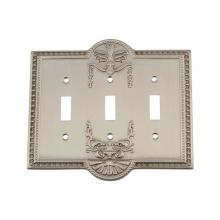 Nostalgic Warehouse 720000 - Nostalgic Warehouse Meadows Switch Plate with Triple Toggle in Satin Nickel