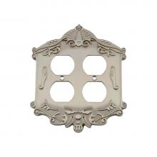 Nostalgic Warehouse 720017 - Nostalgic Warehouse Victorian Switch Plate with Double Outlet in Satin Nickel