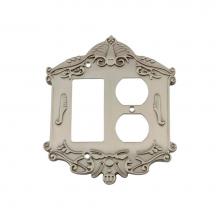 Nostalgic Warehouse 720020 - Nostalgic Warehouse Victorian Switch Plate with Rocker and Outlet in Satin Nickel