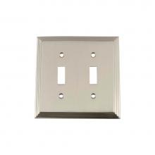 Nostalgic Warehouse 720023 - Nostalgic Warehouse Deco Switch Plate with Double Toggle in Satin Nickel