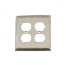 Nostalgic Warehouse 720029 - Nostalgic Warehouse Deco Switch Plate with Double Outlet in Satin Nickel