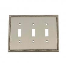 Nostalgic Warehouse 720036 - Nostalgic Warehouse Rope Switch Plate with Triple Toggle in Satin Nickel