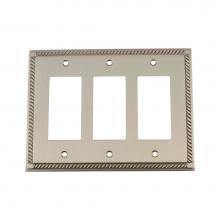 Nostalgic Warehouse 720039 - Nostalgic Warehouse Rope Switch Plate with Triple Rocker in Satin Nickel