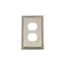 Nostalgic Warehouse 720040 - Nostalgic Warehouse Rope Switch Plate with Outlet in Satin Nickel