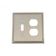 Nostalgic Warehouse 720043 - Nostalgic Warehouse Rope Switch Plate with Toggle and Outlet in Satin Nickel