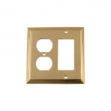 Nostalgic Warehouse 720104 - Nostalgic Warehouse Deco Switch Plate with Rocker and Outlet in Unlacquered Brass