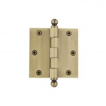 Nostalgic Warehouse 728345 - Nostalgic Warehouse 3.5'' Ball Tip Residential Hinge with Square Corners in Antique Bras