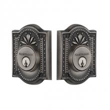 Nostalgic Warehouse 733027 - Nostalgic Warehouse Meadows Plate Double Cylinder Deadbolt in Antique Pewter