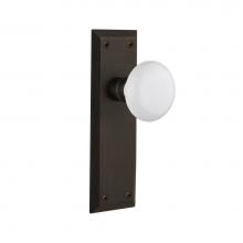 Nostalgic Warehouse 733163 - Nostalgic Warehouse New York Plate Single Dummy White Porcelain Door Knob in Oil-Rubbed Bronze