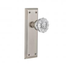 Nostalgic Warehouse 733171 - Nostalgic Warehouse New York Plate Double Dummy Crystal Glass Door Knob in Satin Nickel