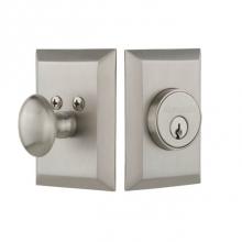 Nostalgic Warehouse 733269 - Nostalgic Warehouse New York Plate Single Cylinder Deadbolt in Satin Nickel