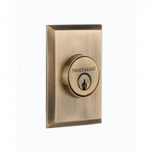 Nostalgic Warehouse 733277 - Nostalgic Warehouse New York Plate Double Cylinder Deadbolt in Antique Brass