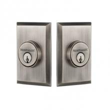 Nostalgic Warehouse 733278 - Nostalgic Warehouse New York Plate Double Cylinder Deadbolt in Antique Pewter