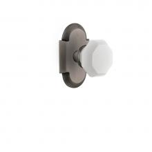 Nostalgic Warehouse 747985 - Nostalgic Warehouse Cottage Plate Passage Waldorf White Milk Glass Knob in Antique Pewter