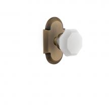 Nostalgic Warehouse 747994 - Nostalgic Warehouse Cottage Plate Passage Waldorf White Milk Glass Knob in Antique Brass