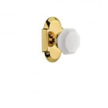 Nostalgic Warehouse 748005 - Nostalgic Warehouse Cottage Plate Passage Waldorf White Milk Glass Knob in Polished Brass