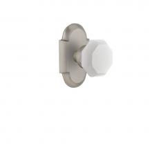 Nostalgic Warehouse 748006 - Nostalgic Warehouse Cottage Plate Passage Waldorf White Milk Glass Knob in Satin Nickel