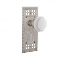 Nostalgic Warehouse 748027 - Nostalgic Warehouse Craftsman Plate Passage Waldorf White Milk Glass Knob in Satin Nickel