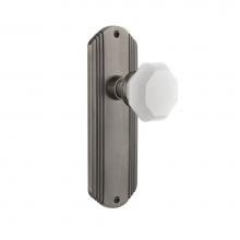 Nostalgic Warehouse 748044 - Nostalgic Warehouse Deco Plate Passage Waldorf White Milk Glass Knob in Antique Pewter