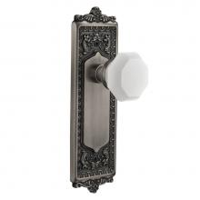 Nostalgic Warehouse 748074 - Nostalgic Warehouse Egg & Dart Plate Passage Waldorf White Milk Glass Knob in Antique Pewter