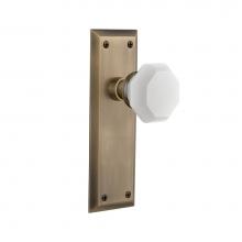 Nostalgic Warehouse 748140 - Nostalgic Warehouse New York Plate Passage Waldorf White Milk Glass Knob in Antique Brass