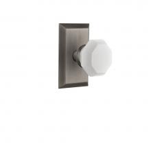 Nostalgic Warehouse 748237 - Nostalgic Warehouse Studio Plate Passage Waldorf White Milk Glass Knob in Antique Pewter