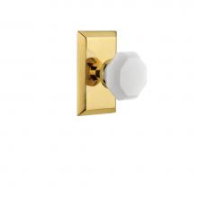 Nostalgic Warehouse 748257 - Nostalgic Warehouse Studio Plate Passage Waldorf White Milk Glass Knob in Polished Brass