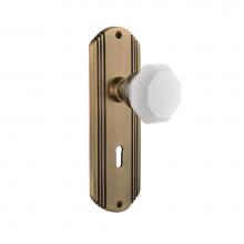 Nostalgic Warehouse 748344 - Nostalgic Warehouse Deco Plate with Keyhole Passage Waldorf White Milk Glass Knob in Antique Brass