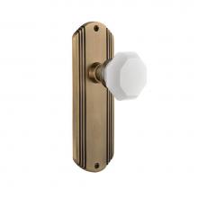 Nostalgic Warehouse 748728 - Nostalgic Warehouse Deco Plate Double Dummy Waldorf White Milk Glass Knob in Antique Brass