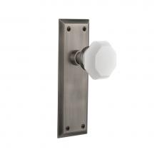 Nostalgic Warehouse 748756 - Nostalgic Warehouse New York Plate Double Dummy Waldorf White Milk Glass Knob in Antique Pewter